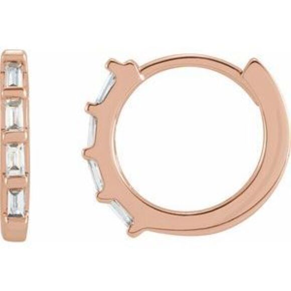 Kazi Luxury 14K Rose Gold 1/10 CTW Natural Diamond Huggie Earrings,New Products : American Fashion Style Bags On Sale